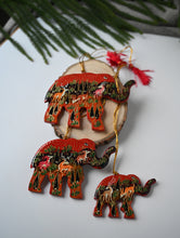 Load image into Gallery viewer, Kashmiri Art Xmas Decorations - Red Forests (Set of 9)