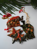 Kashmiri Art Xmas Decorations - Red Forests (Set of 9)