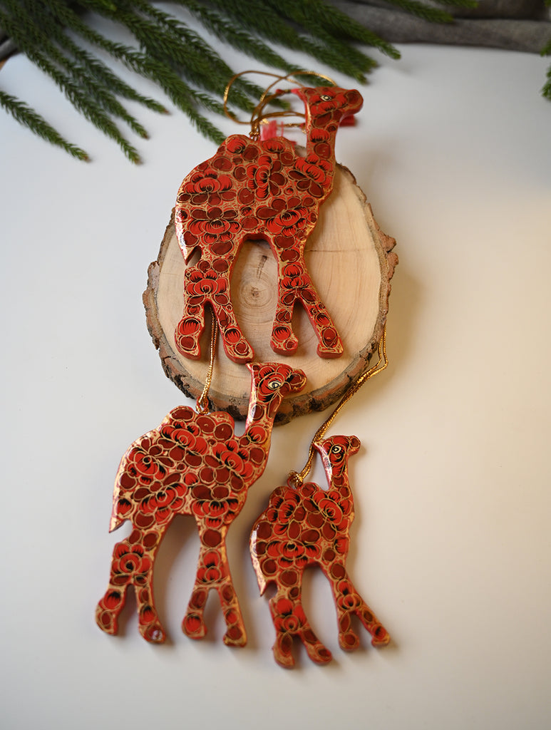 Kashmiri Art Xmas Decorations - Red Medley (Set of 6)