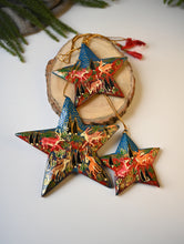 Load image into Gallery viewer, Kashmiri Art Xmas Decorations - Red &amp; Blue Forests (Set of 6)