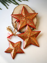 Load image into Gallery viewer, Kashmiri Art Xmas Decorations - Red &amp; Gold Symphony (Set of 9)