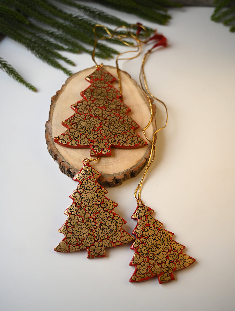 Kashmiri Art Xmas Decorations - Trees & Forests (Set of 6)