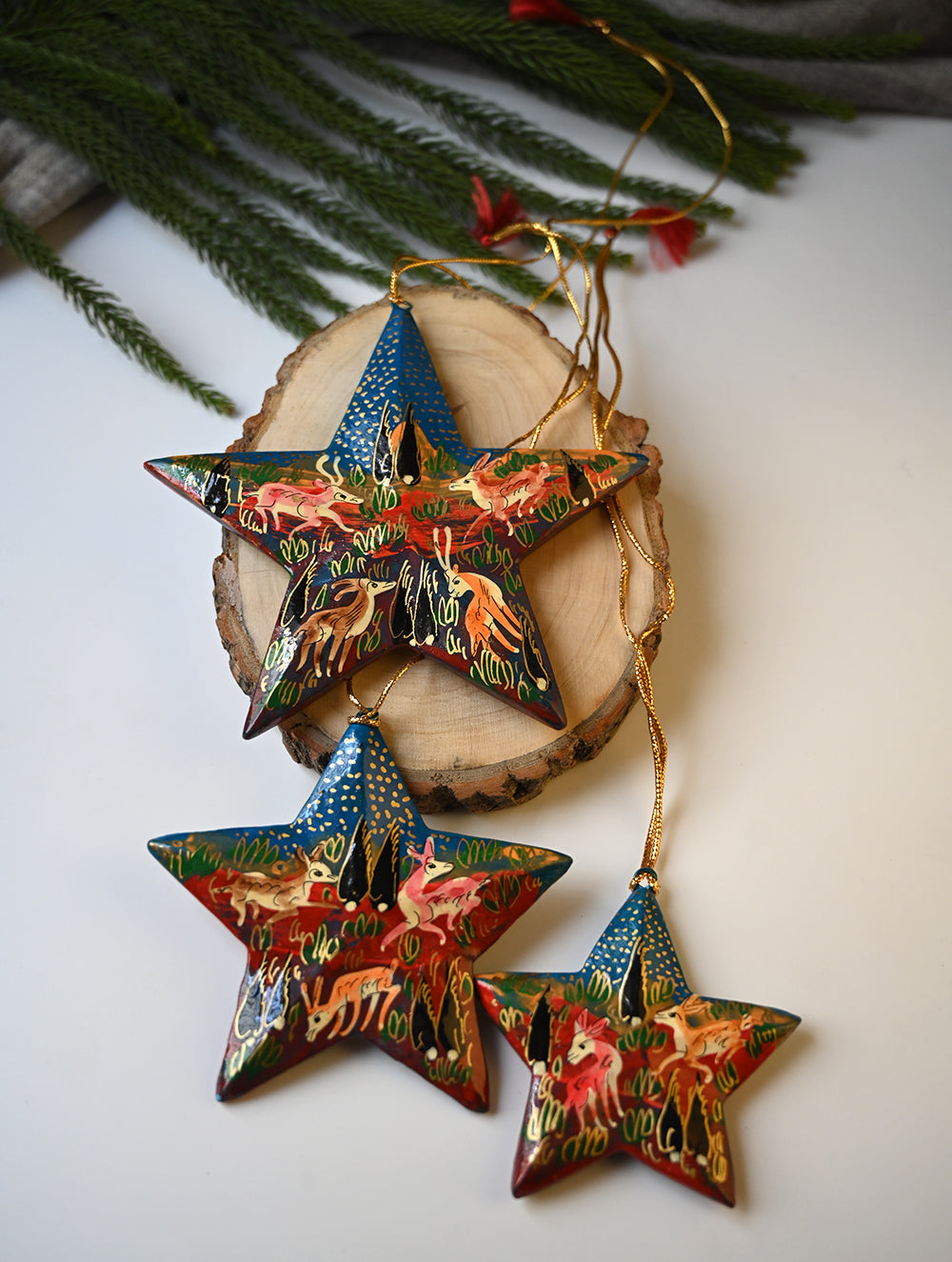 Kashmiri Art Xmas Decorations - Trees & Forests (Set of 6)