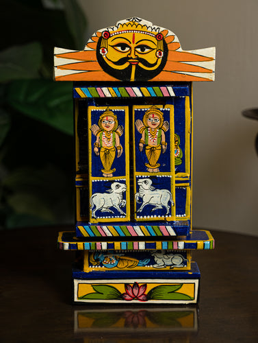 Kavad Craft Curio - Ramayan, Painted Wood Portable Shrine (Blue 11