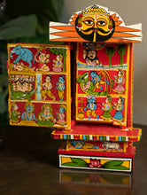 Load image into Gallery viewer, Kavad Craft Curio - Ramayan, Painted Wood Portable Shrine (Red 11")