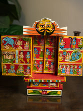 Load image into Gallery viewer, Kavad Craft Curio - Ramayan, Painted Wood Portable Shrine (Red 11")