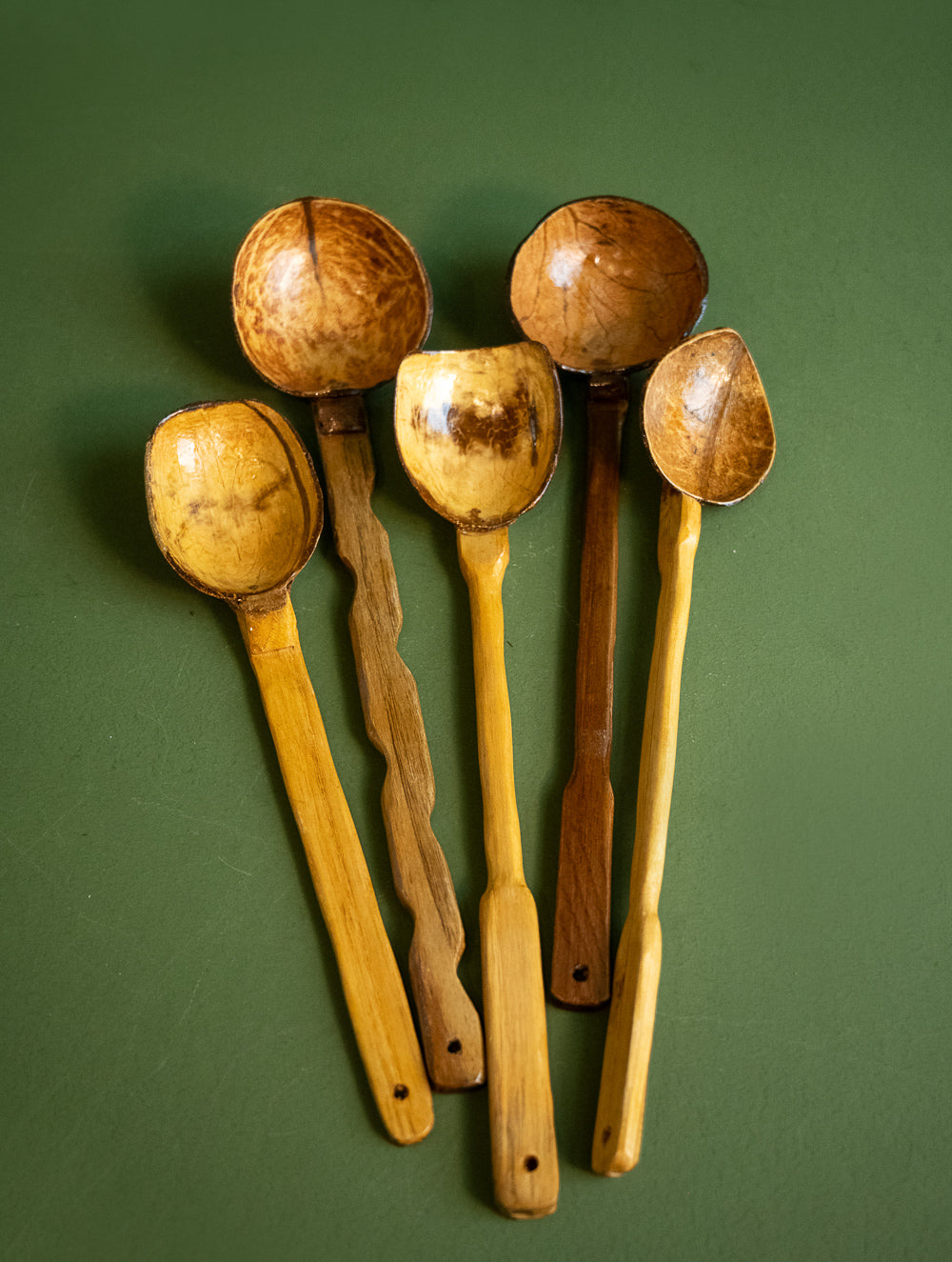 Load image into Gallery viewer, Kerala’s Eco-friendly Coconut Shell Craft - Spoodles &amp; Salad Spoons (Set of 5)