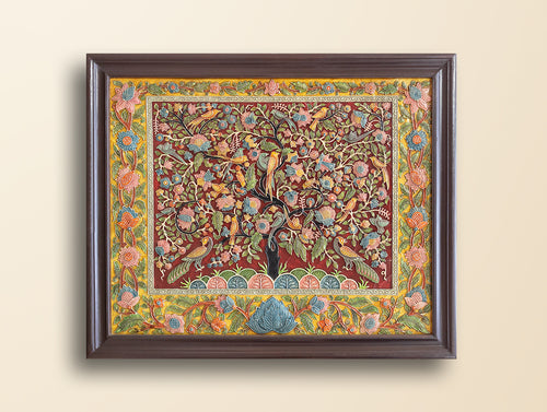 Large Hand-rendered Stone Dust Painting - Bahare-Bagh (Framed 24