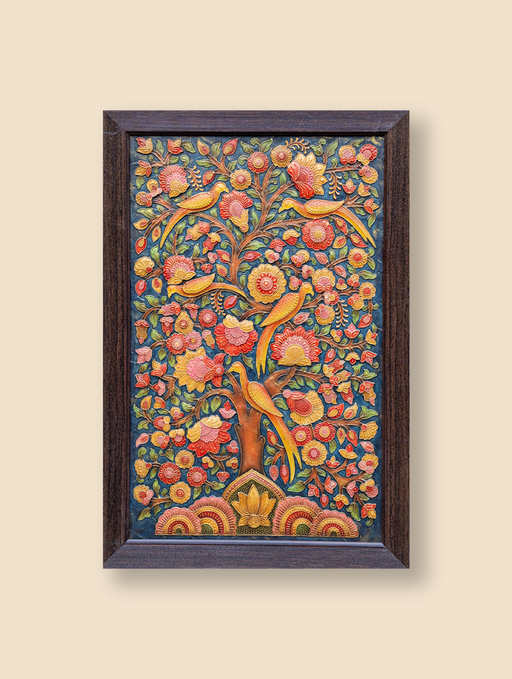 Large Hand-rendered Stone Dust Painting - Gulistan (Framed 24" x 18")