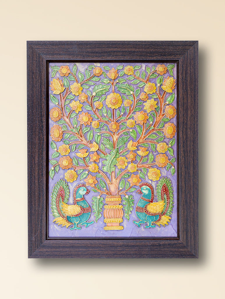 Large Hand-rendered Stone Dust Painting - Lilac Muse (Framed 19" x 16")