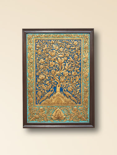 Large Hand-rendered Stone Dust Painting - Noor-e-Bagh (Framed 35