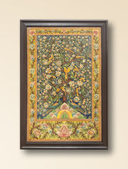 Large Hand-rendered Stone Dust Painting - Vana Vihara (Framed 44" x 30")