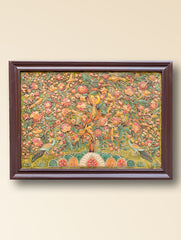 Large Hand-rendered Stone Dust Painting - Vanalata (Framed 24" x 35")