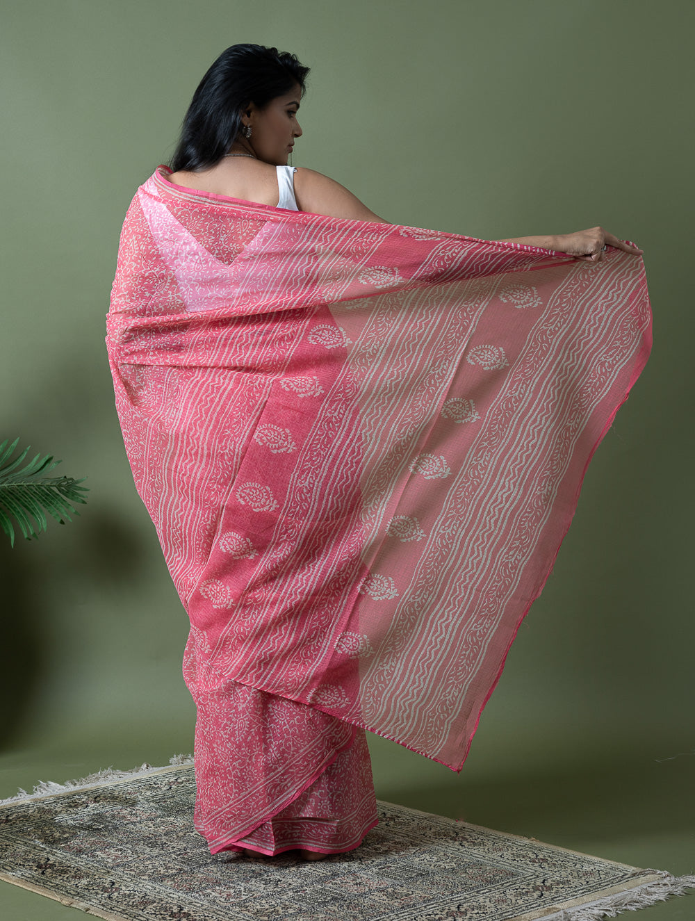 Light & Breezy Dabu Hand Block Printed Kota Doria - Pink Appeal