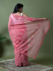 Light & Breezy Dabu Hand Block Printed Kota Doria - Pink Appeal