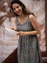 Load image into Gallery viewer, Light &amp; Soft. Handwoven Ikat Dress - Grey Mirage