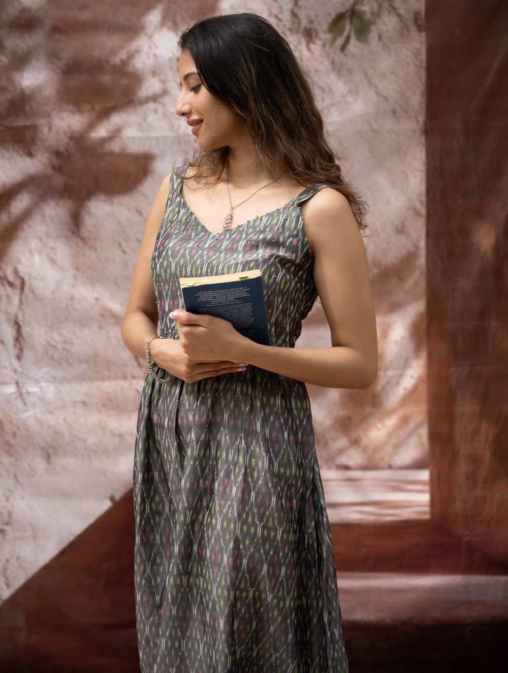 Light & Soft. Handwoven Ikat Dress - Grey Mirage