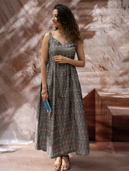 Light & Soft. Handwoven Ikat Dress - Grey Mirage