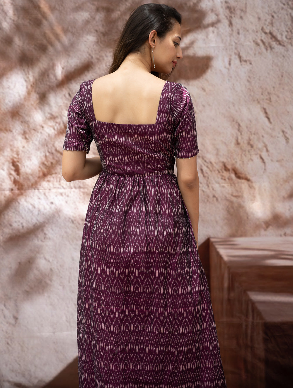 Load image into Gallery viewer, Light &amp; Soft. Handwoven Ikat Dress - Purple Rain 