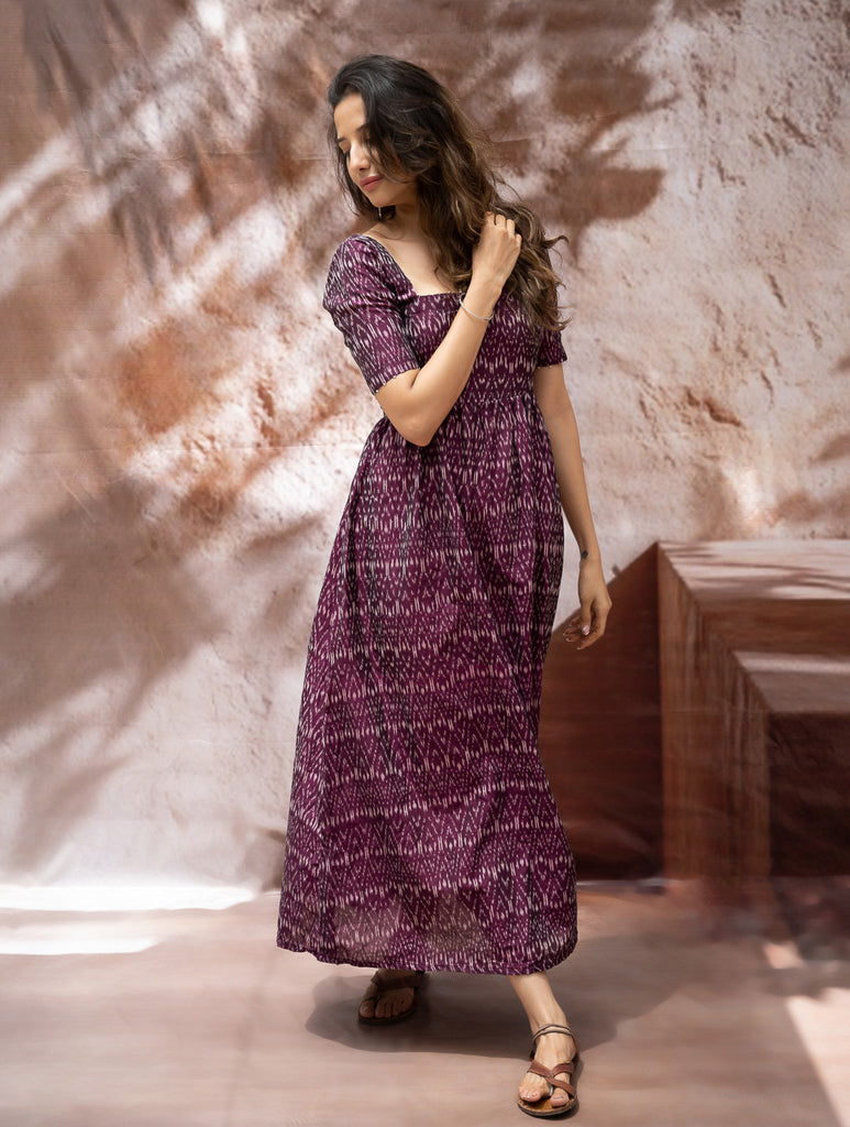 Light & Soft. Handwoven Ikat Dress - Purple Rain 