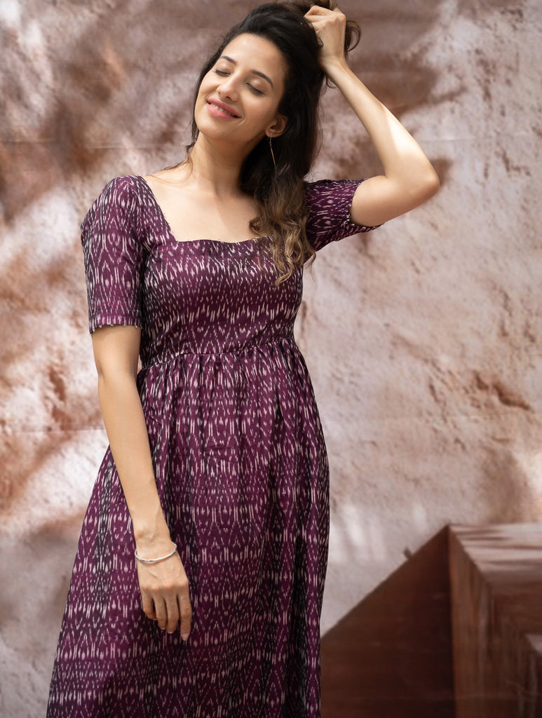 Light & Soft. Handwoven Ikat Dress - Purple Rain 