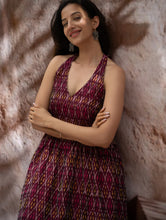 Load image into Gallery viewer, Light &amp; Soft. Handwoven Ikat Halter Dress - Ruby Strokes