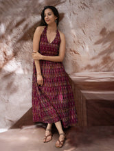 Load image into Gallery viewer, Light &amp; Soft. Handwoven Ikat Halter Dress - Ruby Strokes