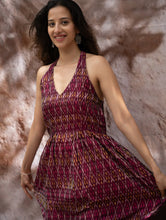 Load image into Gallery viewer, Light &amp; Soft. Handwoven Ikat Halter Dress - Ruby Strokes