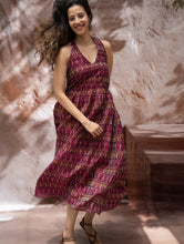 Load image into Gallery viewer, Light &amp; Soft. Handwoven Ikat Halter Dress - Ruby Strokes