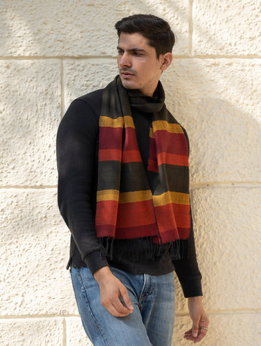 Light & Warm Himachal Muffler - Coal & Ember 