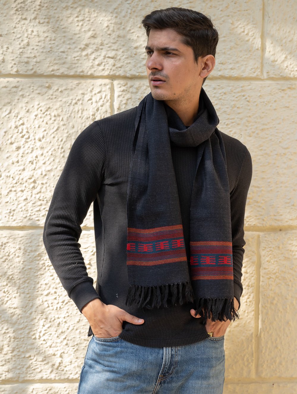 Load image into Gallery viewer, Light &amp; Warm Himachal Muffler - Dark Trail