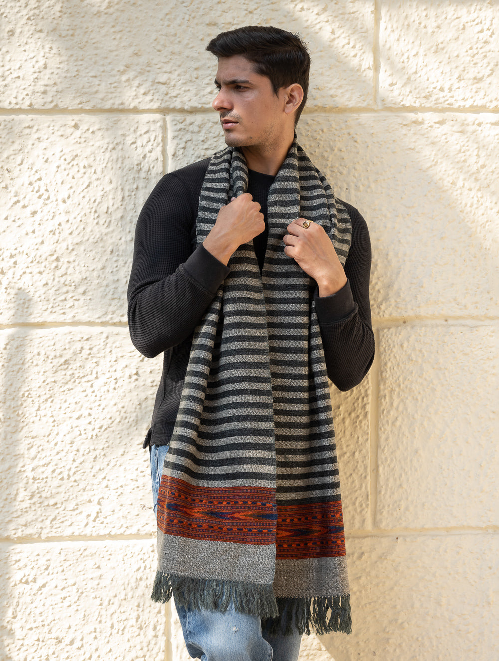 Load image into Gallery viewer, Light &amp; Warm Himachal Muffler - Fog &amp; Flint Trail