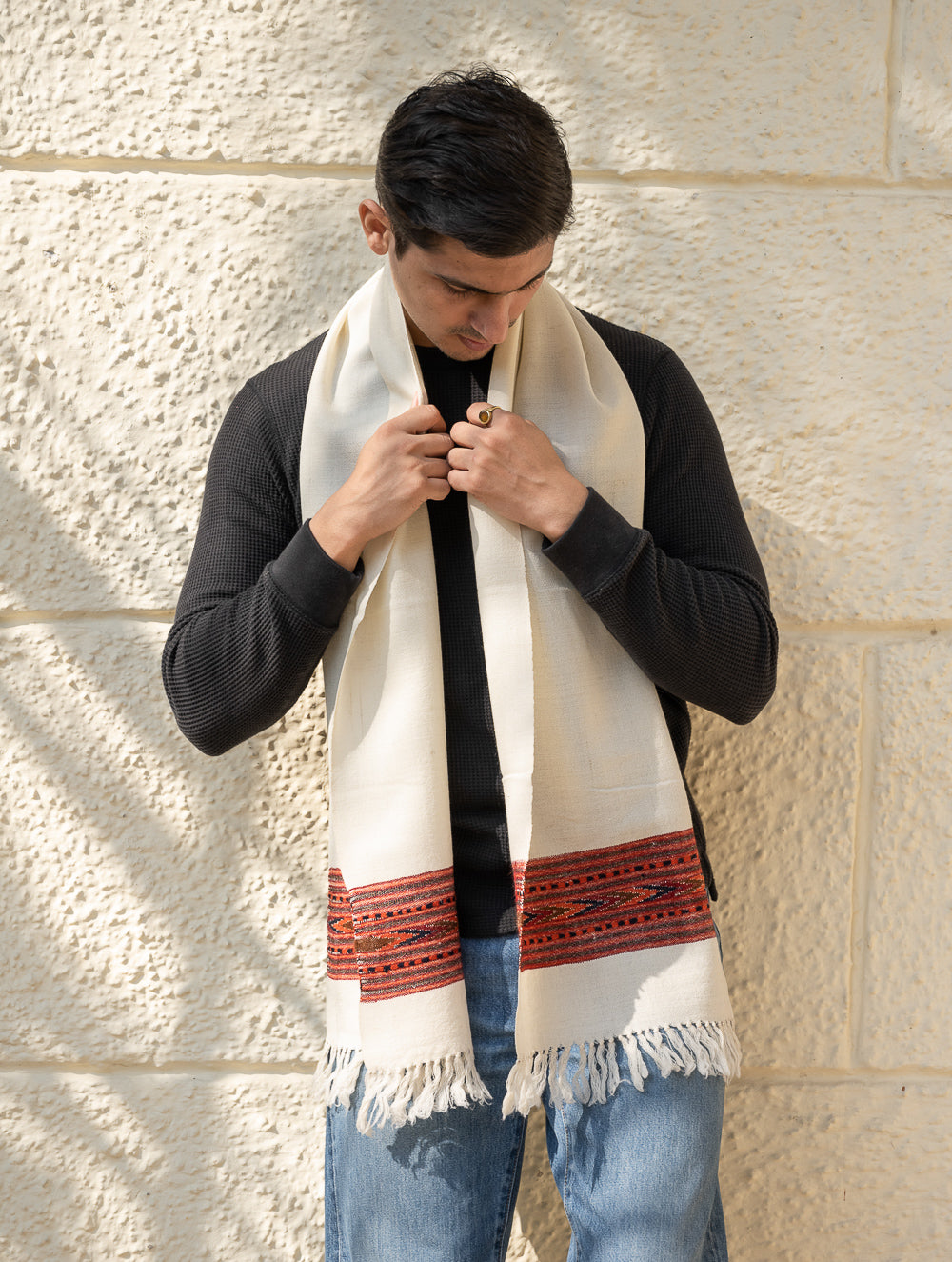 Light & Warm Himachal Muffler - Ivory Ridge