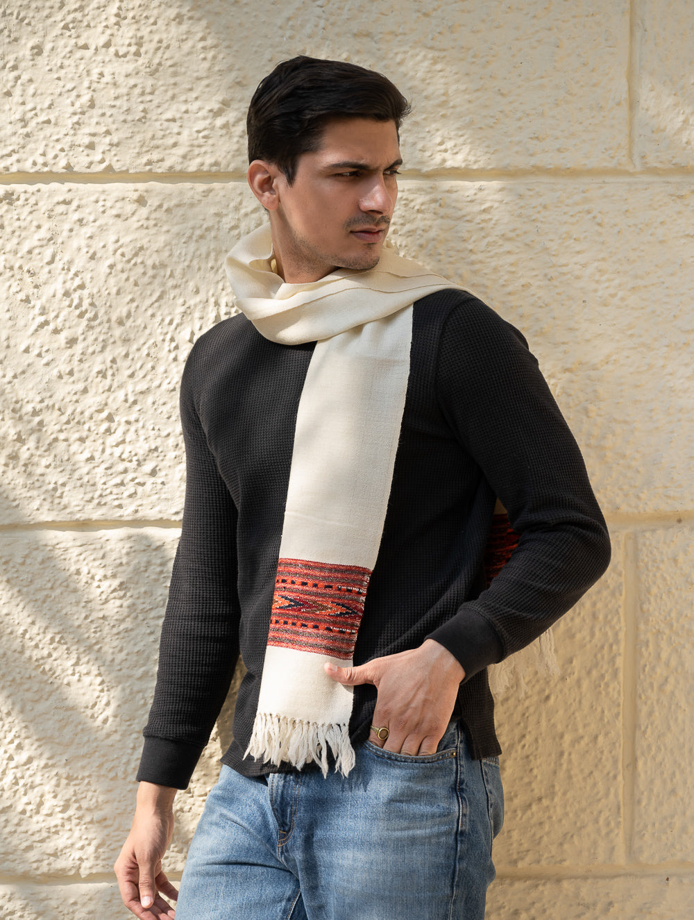 Load image into Gallery viewer, Light &amp; Warm Himachal Muffler - Ivory Ridge