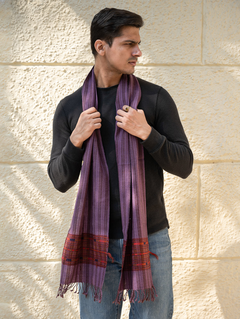Light & Warm Himachal Muffler - Mauve Ridge