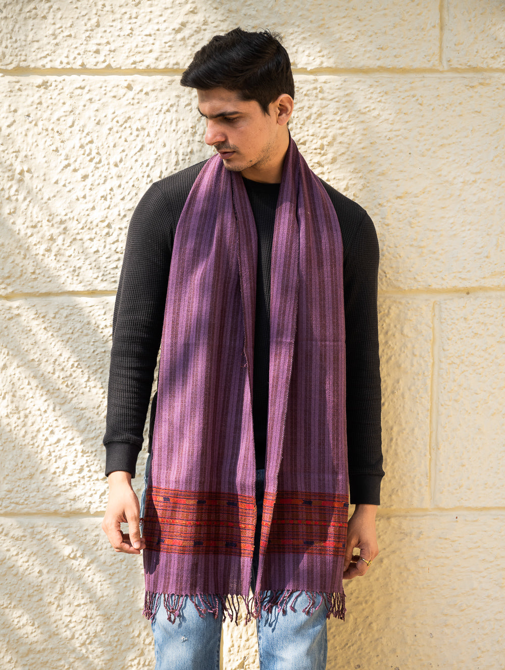 Load image into Gallery viewer, Light &amp; Warm Himachal Muffler - Mauve Ridge