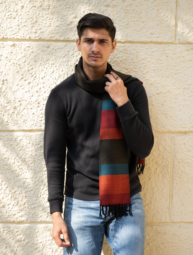 Light & Warm Himachal Muffler - Striped Tones