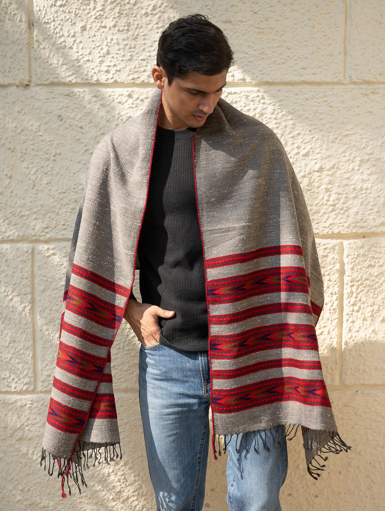 Light & Warm Himachal Stole - Ashen Bands