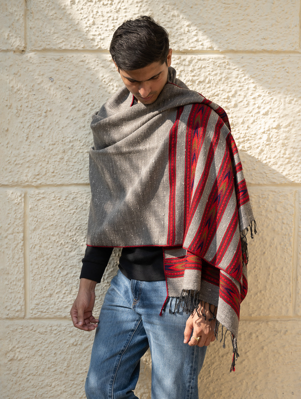 Light & Warm Himachal Stole - Ashen Bands