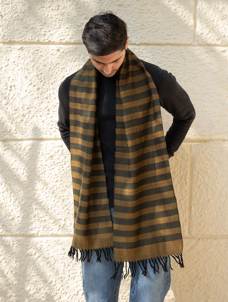Light & Warm Himachal Stole - Muted Stripes