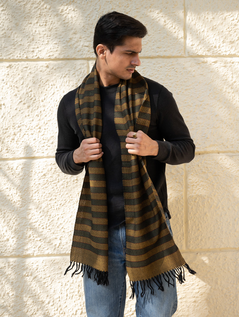 Light & Warm Himachal Stole - Muted Stripes