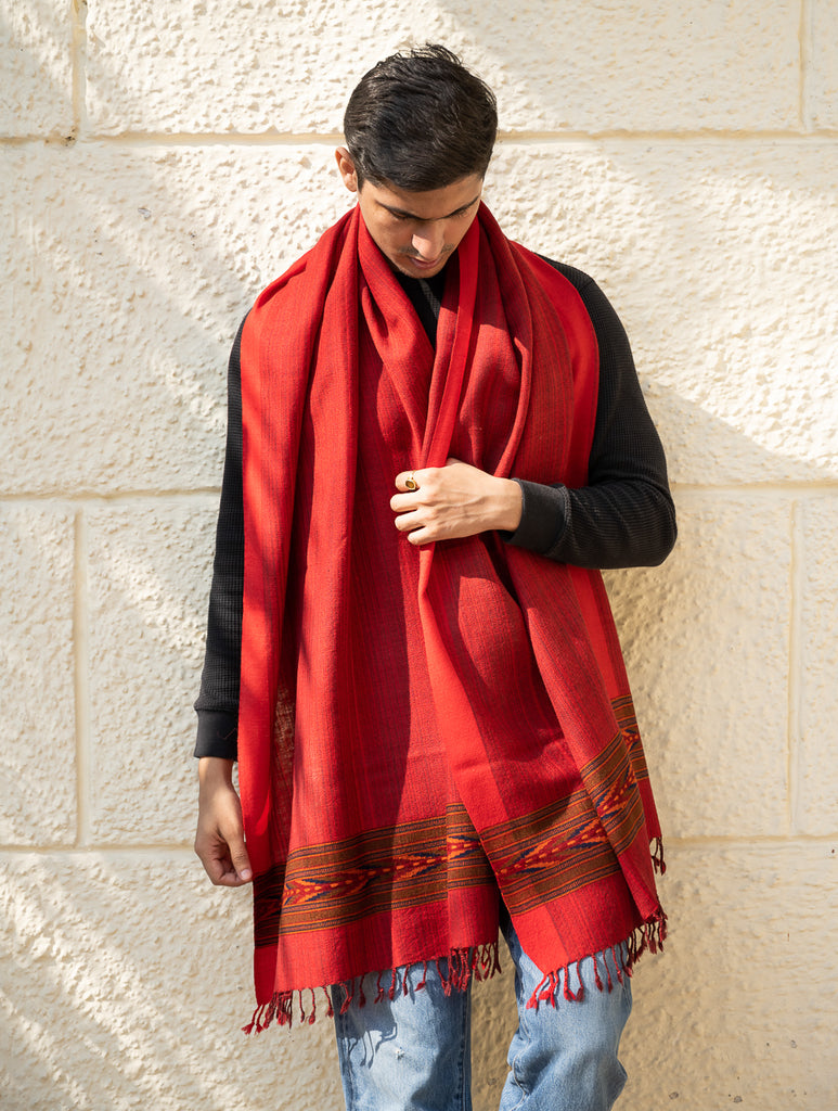Light & Warm Himachal Stole - Rosewood Bark