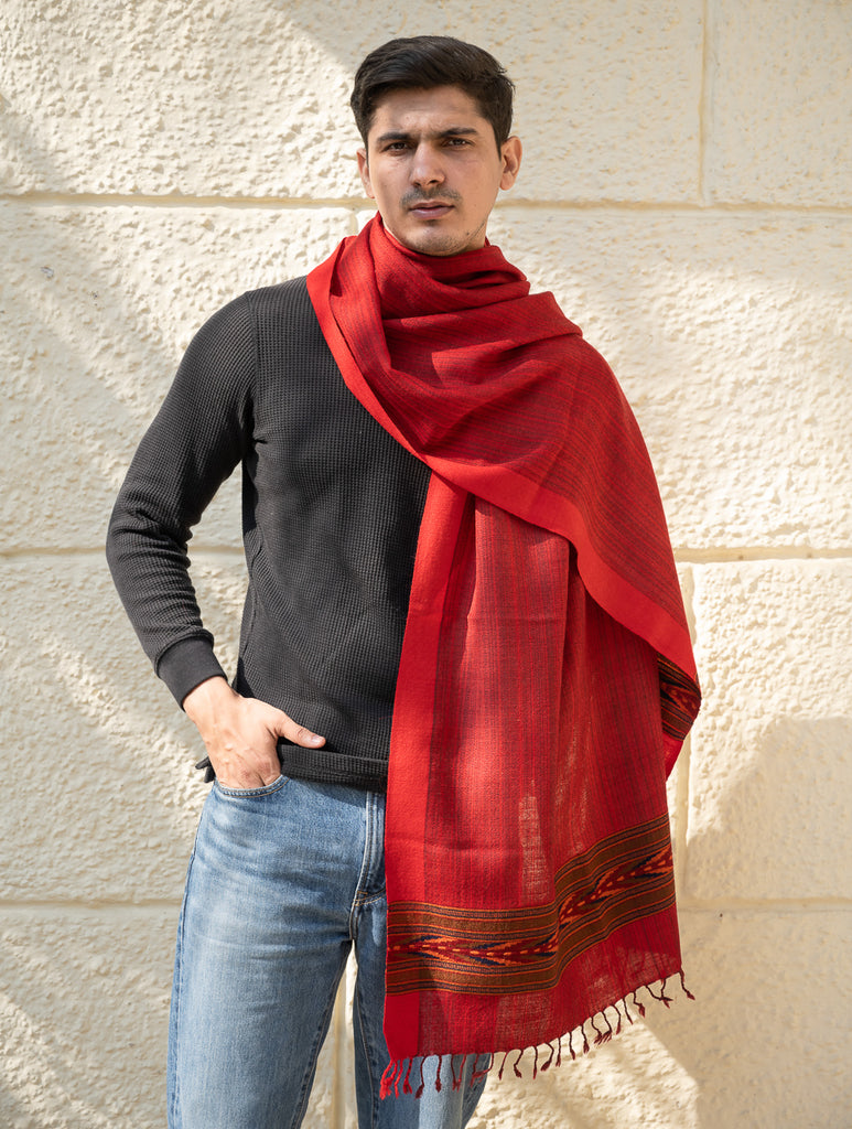 Light & Warm Himachal Stole - Rosewood Bark