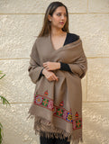 Light & Warm Merino Wool Kinnauri Shawl - Mocha Trail
