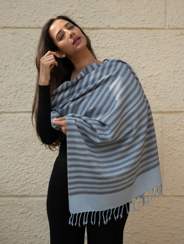 Light & Warm Merino Wool Kinnauri Stole - Cacao Link
