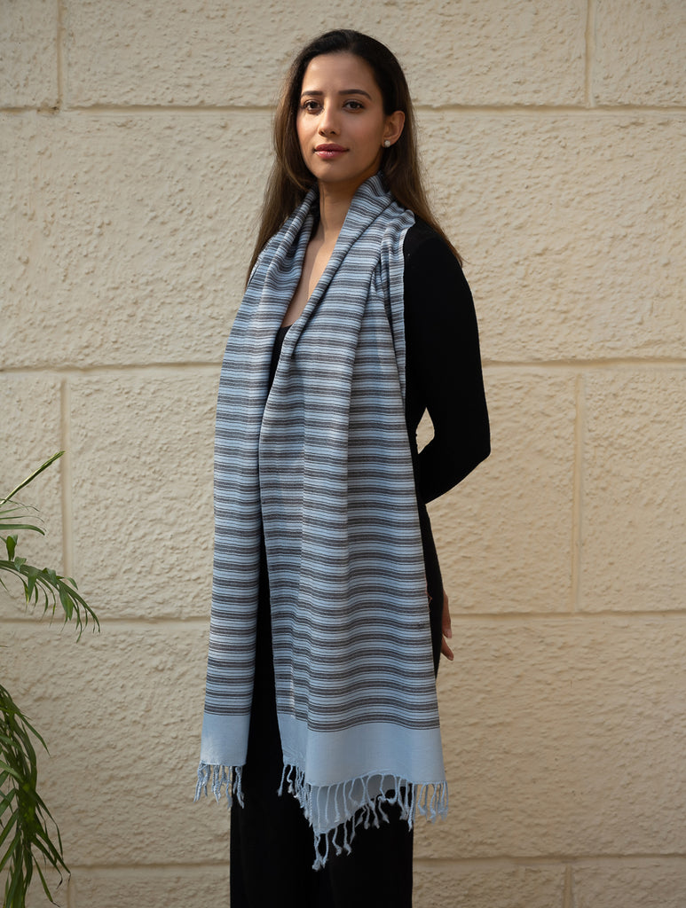 Light & Warm Merino Wool Kinnauri Stole - Cacao Link