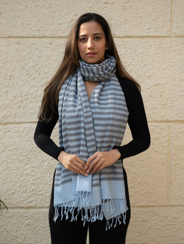 Light & Warm Merino Wool Kinnauri Stole - Cacao Link