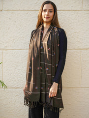 Light & Warm Merino Wool Kinnauri Stole - Coffee Meadow