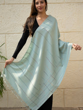 Load image into Gallery viewer, Light &amp; Warm Merino Wool Kinnauri Stole - Cool Mist Link