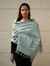 Load image into Gallery viewer, Light &amp; Warm Merino Wool Kinnauri Stole - Cool Mist 